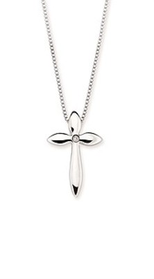 photo number one of Diva Diamonds cross pendant on sterling silver 18'' chain item 001-109-00277