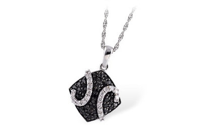 photo number one of 14 karat white gold black and white diamond pendant (.85 carat total diamond weight) on an 18'' chain item 001-130-00796