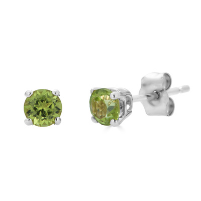 photo number one of Sterling silver August birthstone 4mm round peridot stud earrings item 001-215-01003