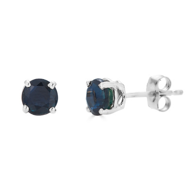 photo number one of Sterling silver September birthstone 4mm round lab created sapphire stud earrings item 001-215-01004