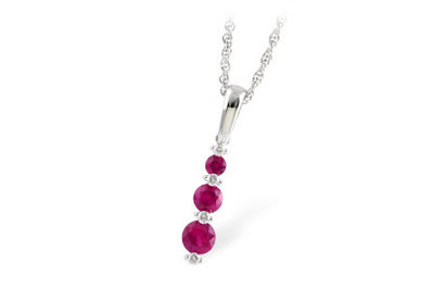 photo number one of 14 karat white gold ruby and diamond pendant on 18'' chain item 001-230-01381