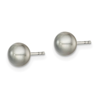 photo number one of Sterling silver 8mm gray freshwater pearl earrings item 001-615-00609