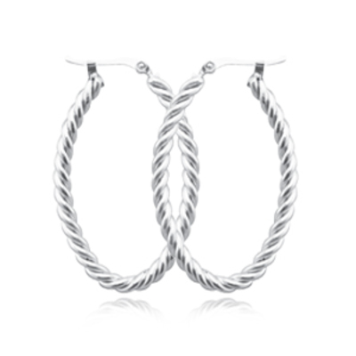 photo number one of Sterling silver medium twisted oval hoop earrings item 001-704-00316