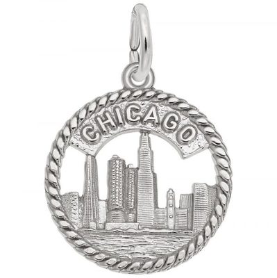 photo number one of Sterling silver Chicago skyline charm item 001-710-03520