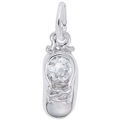 photo number one of Sterling silver April baby shoe charm item 001-710-03702