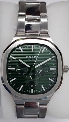 photo number one of Gents multi function Obaku watch with green octagon dial item 001-815-00293
