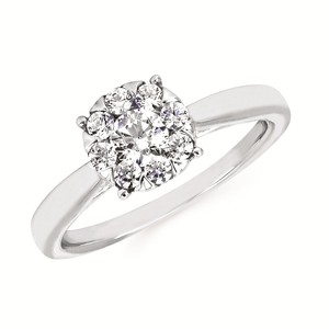 photo of 14 karat white gold 1/2 carat total diamond weight hidden halo engagement ring item 001-120-00387