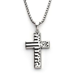 photo of 20'' with 2'' extender stainless steel chain and oxidized cross pendant item 001-325-00152