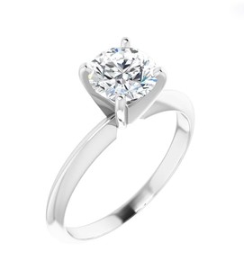photo of 14 karat white gold 4 prong solitaire engagement ring with 3/4 carat round diamond with I1 clarity and G/H color item 001-421-00047