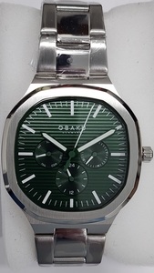 photo of Gents multi function Obaku watch with green octagon dial item 001-815-00293