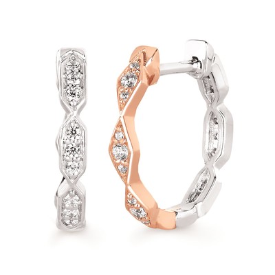 photo number one of 14 kart rose gold and white gold reversible hoop earrings with 0.26 carat total diamond weight item 001-115-00677