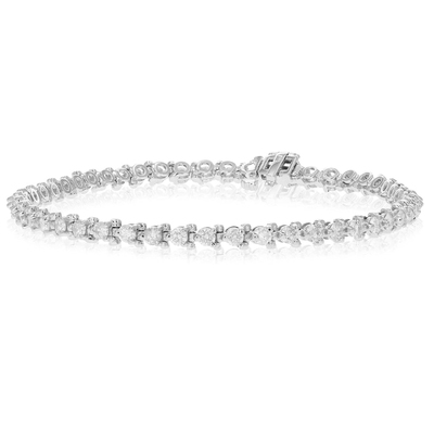 photo number one of 14 karat white gold 3 prong tennis bracelet with 2 carat total weigh round natural diamonds SI2/I1 clarity G/H color item 001-125-00043
