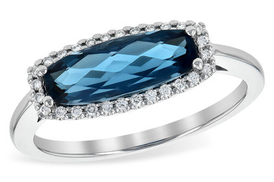 photo number one of 14 karat white gold london blue topaz and diamond accented ring item 001-220-00769