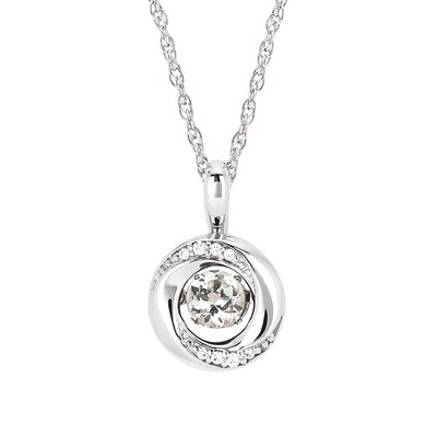 photo number one of Sterling silver shimmering white sapphire pendant with diamond accents on an 18'' chain item 001-230-01089
