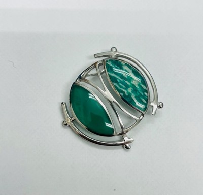 photo number one of Sterling silver green agate and amazonite pendant (without chain) item 001-230-01236