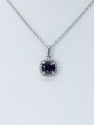 photo number one of Sterling Silver lab created June halo pendant with 18 inch chain item 001-230-01243