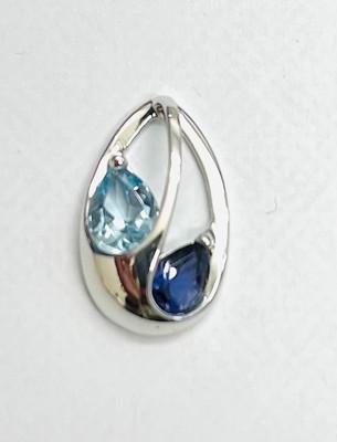 photo number one of Sterling silver blue topaz and iolite pendant (chain not included) item 001-230-01256