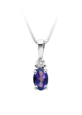 photo number one of 18'' sterling silver chain with synthetic June birthstone pendant item 001-230-01307