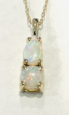 photo number one of 14 karat yellow gold opal pendant on 18'' chain item 001-230-01373