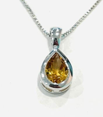 photo number one of Sterling silver citrine pendant on 18'' chain item 001-230-01375