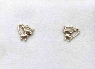 photo number one of 14karat yellow gold cat earrings item 001-315-00625
