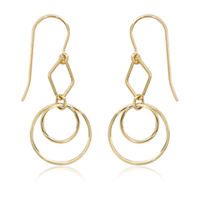 photo number one of 14 karat yellow gold mini circle duo hoop earrings item 001-315-00662