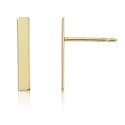photo number one of 14 karat yellow gold 2mmx13mm bar post earrings item 001-315-00704