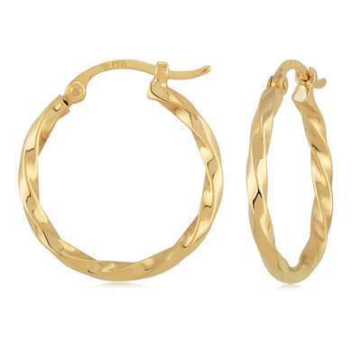 photo number one of 14 karat white gold  twisted tube hoop earrings item 001-315-00707