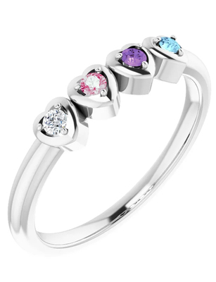 photo number one of Sterling silver mothers ring with 4 imitation colored stones item 001-410-00522