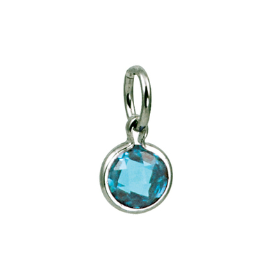 photo number one of Sterling silver synthetic March round 5mm birthstone charm item 001-410-00554