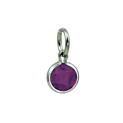 photo number one of Sterling slver synthetic February 5mm round birthstone charm item 001-410-00645