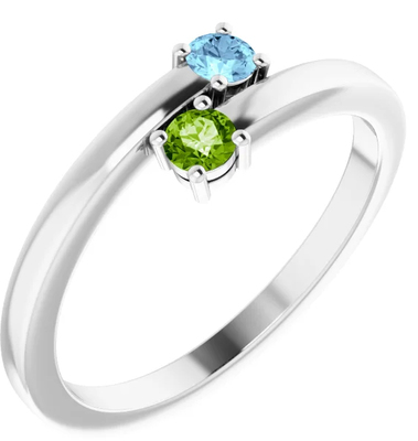 photo number one of Sterling silver 2 stone ring includes imitation birthstones item 001-410-00648