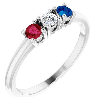 photo number one of Sterling mothers ring with 3 imitation colored stones item 001-410-00663