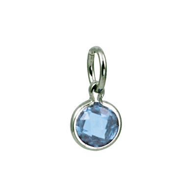 photo number one of Sterling silver synthetic December round birthstone charm item 001-410-00705