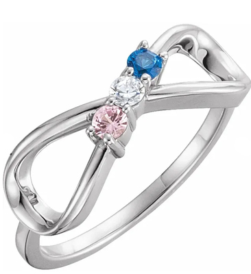 photo number one of Sterling mothers ring with 3 imitation colored stones item 001-410-00721