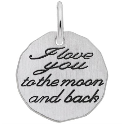 photo number one of Sterling silver I love you to the moon charm item 001-710-03022