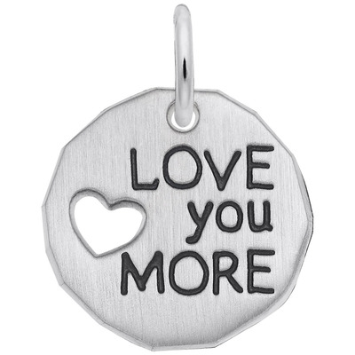 photo number one of Sterling silver Love You more charm item 001-710-03705