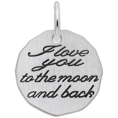 photo number one of Sterling silver I love you to the moon charm item 001-710-03880