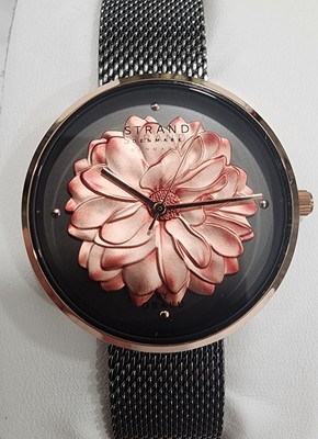 photo number one of Ladies Obaku watch wit floral dial and mesh band item 001-820-00384