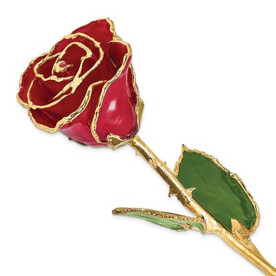 photo number one of Lacquer dipped gold trim red rose item 001-905-01361