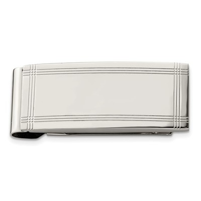 photo number one of Stainless steel polished and grooved money clip item 001-920-00607