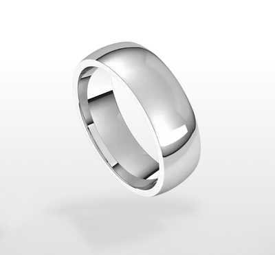 photo number one of 14 karat white gold light weight comfort fit 5mm wedding band item IRL10141784
