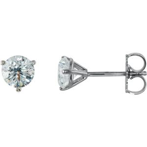 photo of Martini style 14 karat white gold stud earrings 1.00 carat total diamond weight with I1 clarity and H/I color item 001-115-00703