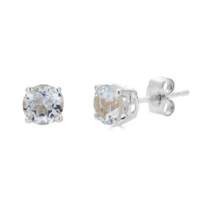 photo of Sterling silver 4mm round white topaz stud earrings item 001-215-00944