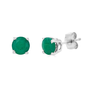 photo of Sterling silver 4mm round simulated emerald stud earrings item 001-215-00945