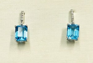 photo of Sterling silver blue topaz earrings with white topaz accents item 001-215-00960