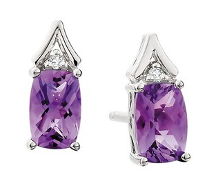 photo of Sterling silver amethyst and diamond accent earrings item 001-215-00996