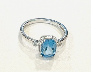 photo of Sterling silver blue topaz and diamond accent ring item 001-220-00717