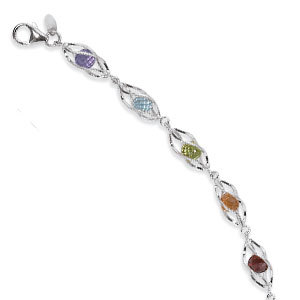 photo of Sterling silver multi gemstone cage bracelet 7'' item 001-225-00131