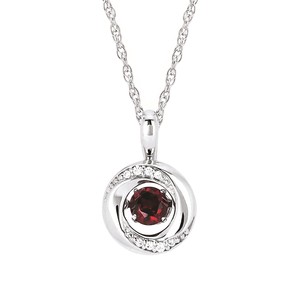 photo of Sterling Silver chain with shimmering garnet pendant and diamond accents item 001-230-01210